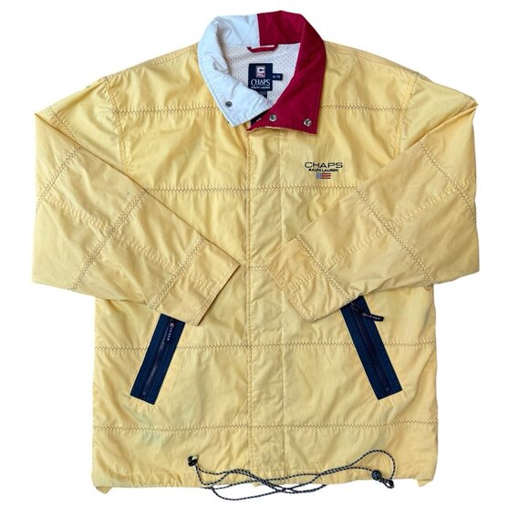 Vtg Chaps Ralph Lauren Jacket Sailing Yachting Mens Size XL Yellow Windbreaker - Picture 2 of 8